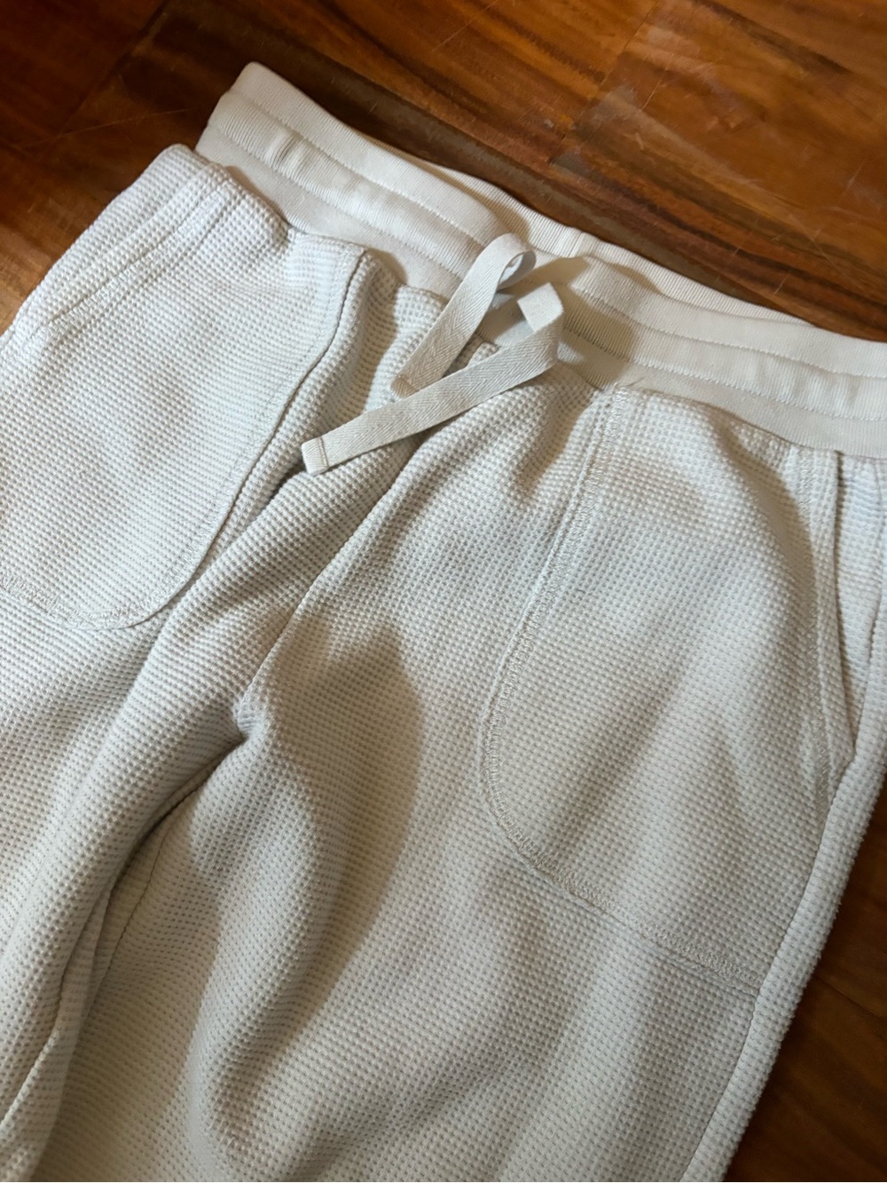 Madewell MWL Waffle Knit Wide Leg Lounge Pants Cream Drawstring Size S (0804) - Picture 2 of 5